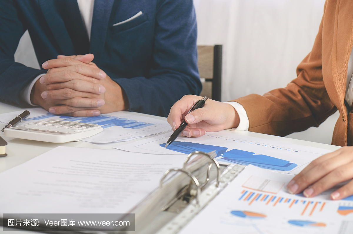 商務主管在辦公室進行業績銷售的咨詢談判會議。